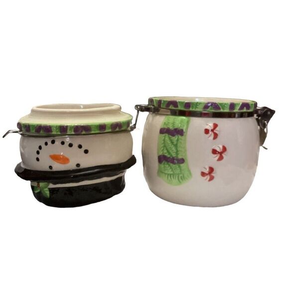 Vintage Swiss Miss Hot Cocoa Ceramic Snowman Christmas Jar Canister Cookie Jar - Picture 3 of 9